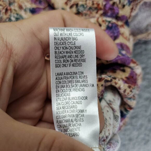 Democracy Top Womens XL Multicolor Floral Short Sleeve Smocked Lightweight Boho - Picture 3 of 9